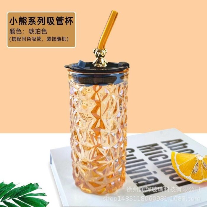 Glass Cup with Straw - Image 2