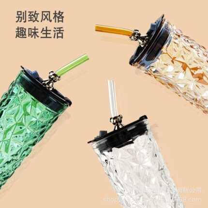 Glass Cup with Straw