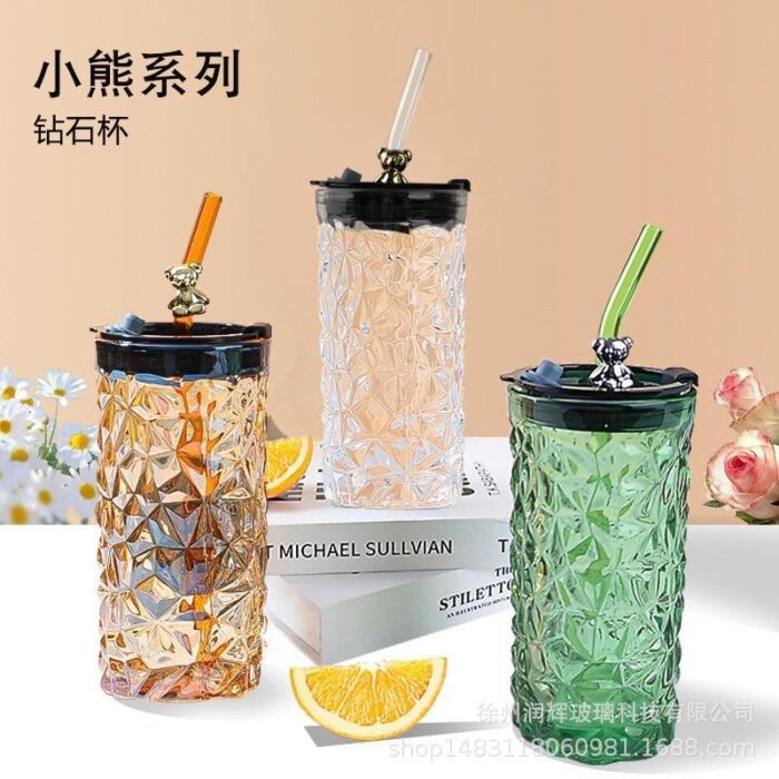 Glass Cup with Straw - Image 3