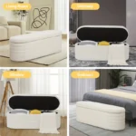 Ivory Upholstered Storage and Chair - Image 3