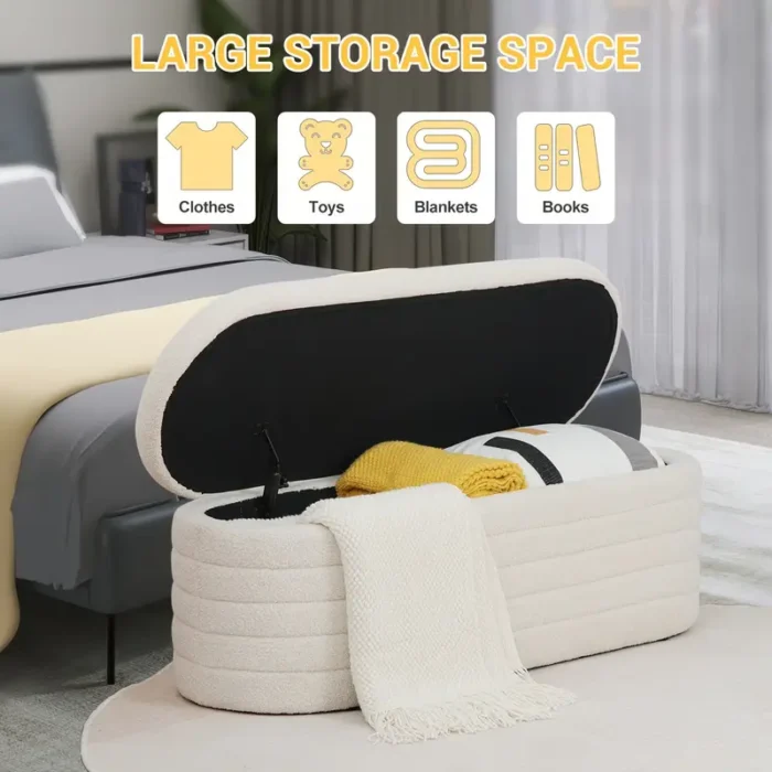 Ivory Upholstered Storage and Chair - Image 5