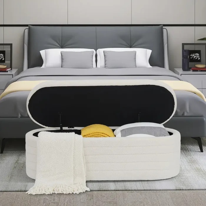 Ivory Upholstered Storage and Chair - Image 2