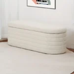 Ivory Upholstered Storage and Chair