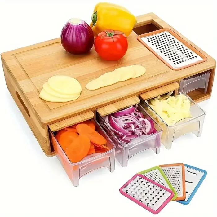 WOODEN CUTTING BOARD AND VEGETABLE ORGANIZER - Image 2