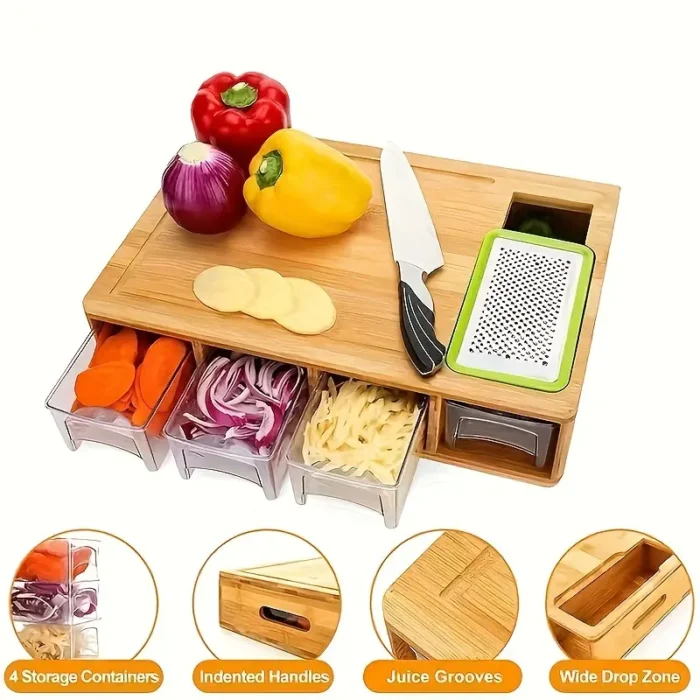 WOODEN CUTTING BOARD AND VEGETABLE ORGANIZER - Image 3