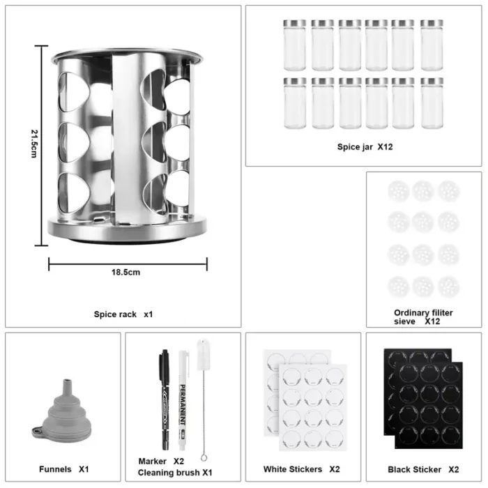12pcs Rotating Spice Rack - Image 4