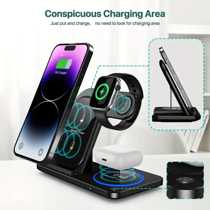 3 In 1 Foldable Wireless Charger - Image 2