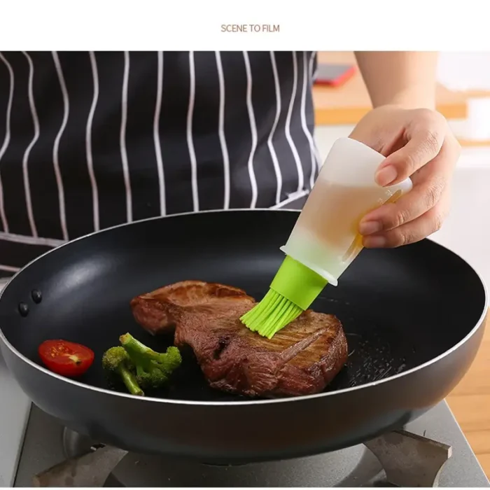 Silicone BBQ Oil Bottle with Brush & Scale - Image 2