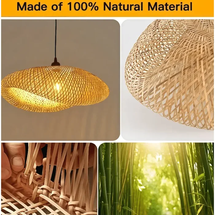 1pc Woven Bamboo Chandelier Shade - Image 2