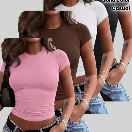 4-Pack Women'S Fashion Slim Fit Solid Color T-Shirts