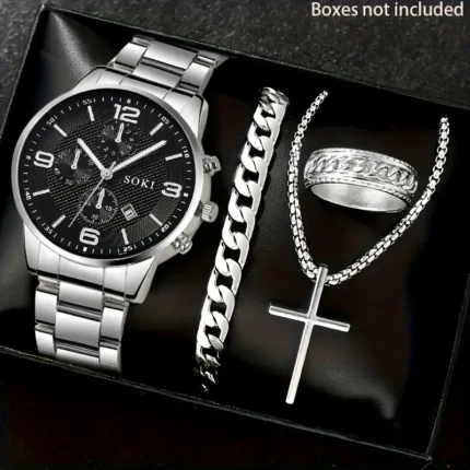 4-Piece Men's And Women's Quartz Watch Set
