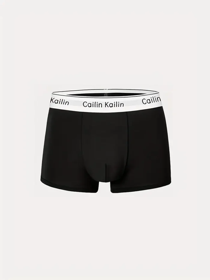 4pcs of Men's solid color flat corner underwear - Image 3