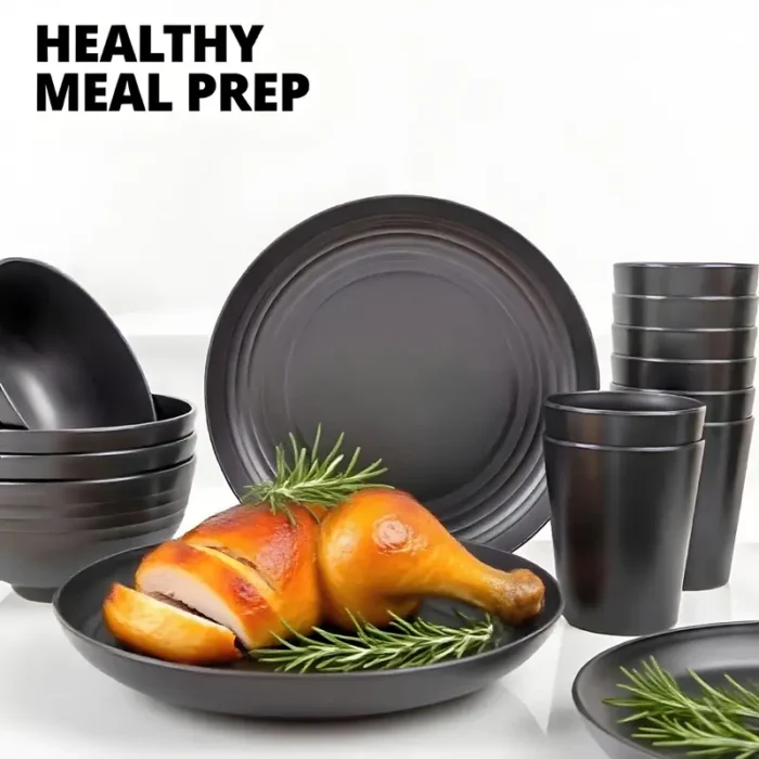 16pcs Dinnerware Set: 8 Plates, 4 Bowls, 4 Cups - Image 2