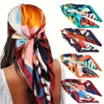 4pcs Women’s Elegant Polyester Square Scarves - Image 3