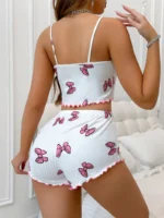 Two-piece Set of Butterfly Print Vest and Shorts Home Clothes in Summer - Image 2