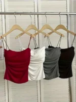 4pcs Women'S Sexy Ruched Edge Tank Tops