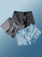 3pcs Men'S Ice Sliky Fiber Fabric Boxer Briefs