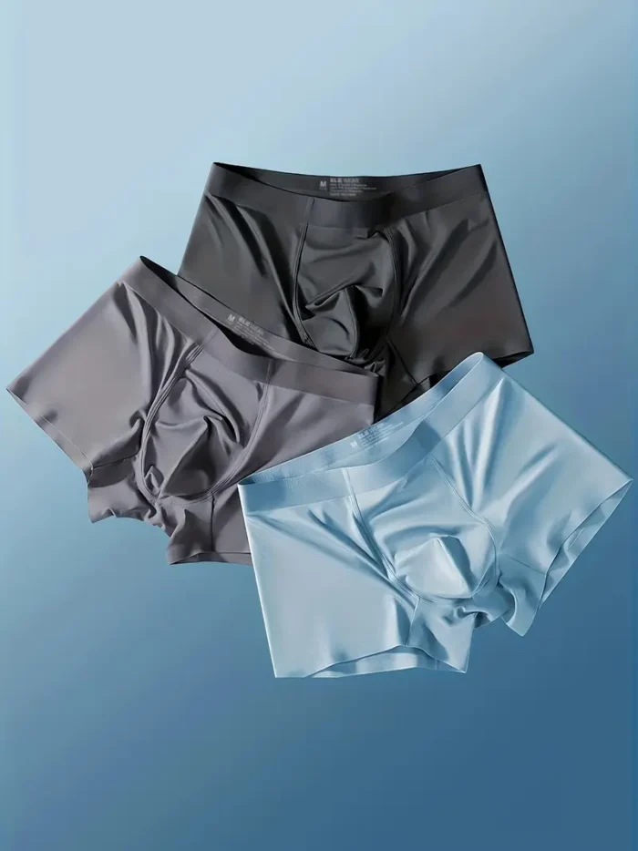 3pcs Men'S Ice Sliky Fiber Fabric Boxer Briefs - Image 1
