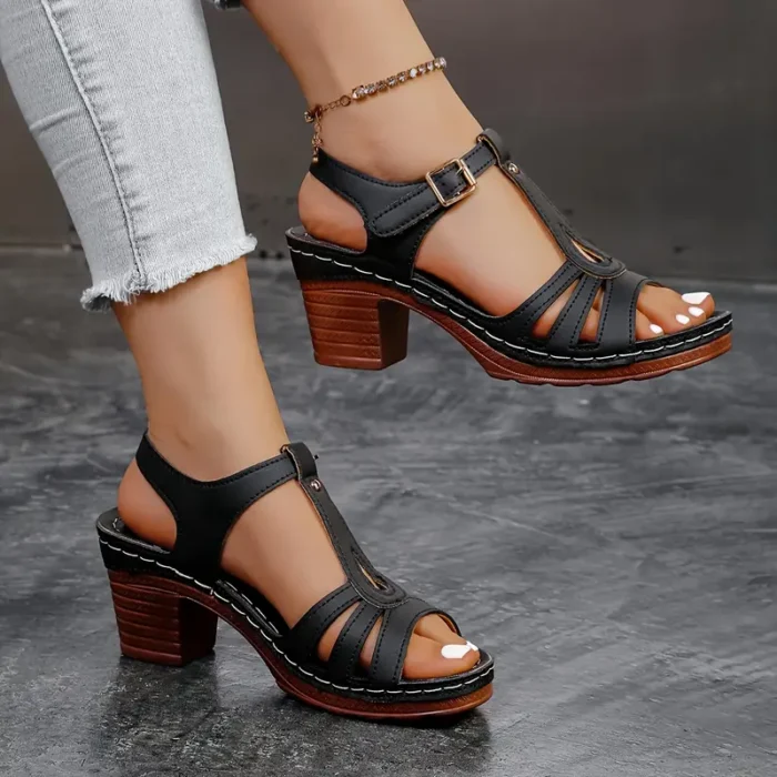Women's Fashion Open-Toe Strappy Sandals with Adjustable Ankle Strap - Image 4