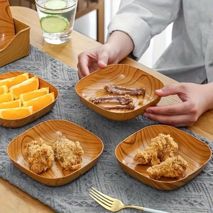 6pcs Reusable Imitation Wood Plastic Trays - Image 5