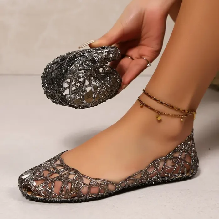 Breathable Peep-Toe Soft Sole Flat Shoes - Image 4