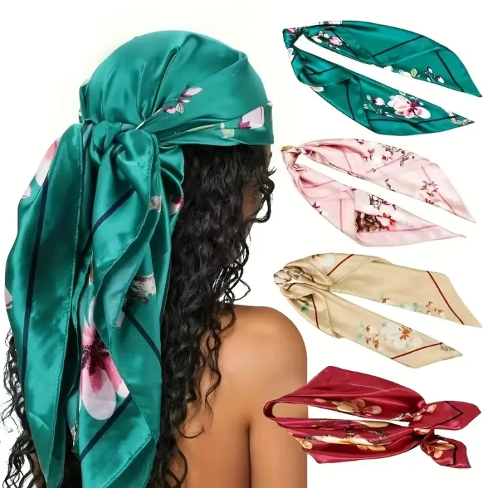 4pcs Women’s Elegant Polyester Square Scarves - Image 2