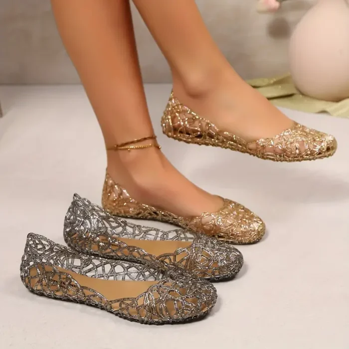Breathable Peep-Toe Soft Sole Flat Shoes - Image 1